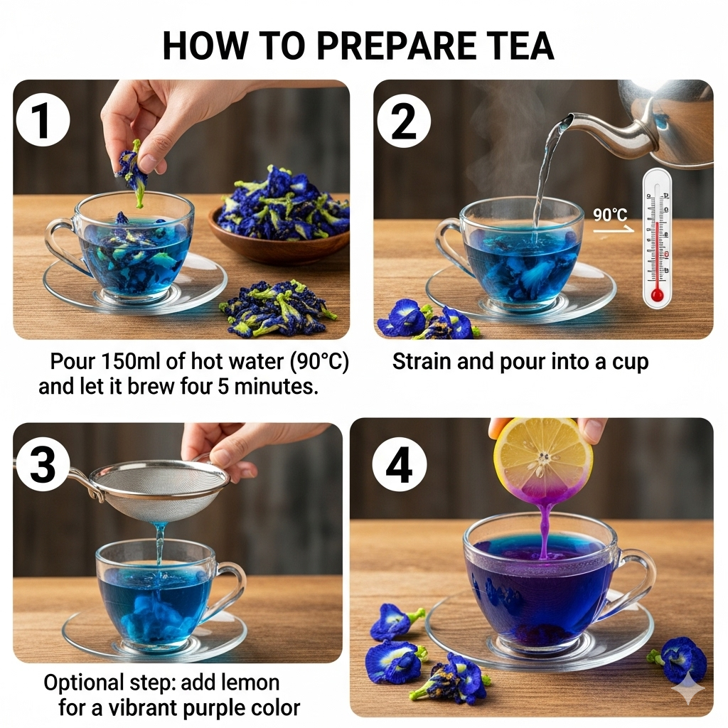 Butterfly Pea Flower Herbal Tea (Blue Tea) – 150g (Pack of 3) | 300 Servings